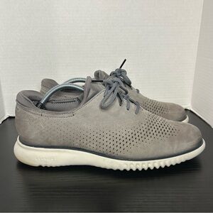 Cole Haan 2.ZeroGrand Laser Oxford Shoes Gray Nubuck Leather C36071 Sz 10M
